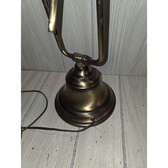 Vtg Brass Banker's Desk Lamp Adjustable Arm Piano Lamp Mid Century Modern - Picture 6 of 12